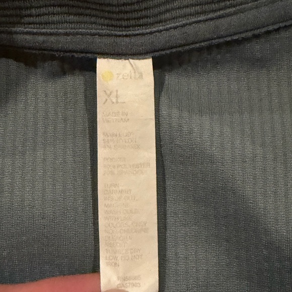 Zella Ribbed Mock Neck Quarter Zip Pullover XL Green Athleisure Active Top - Picture 5 of 7